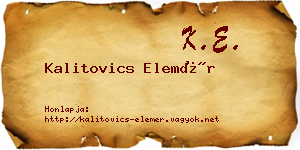 Kalitovics Elemér névjegykártya